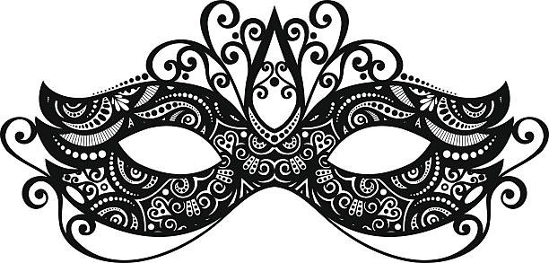 Beautiful Masquerade Mask Beautiful Masquerade Mask (Vector), Patterned design painted masquerade masks stock illustrations