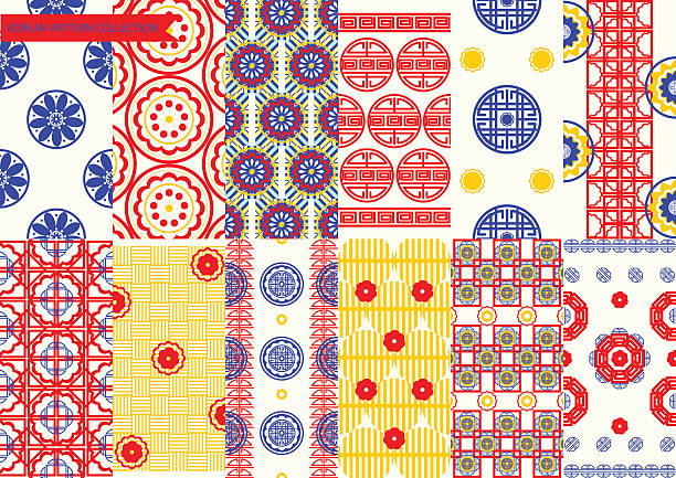 ilustrações, clipart, desenhos animados e ícones de conjunto padrão korean - asian culture pattern chinese culture backgrounds