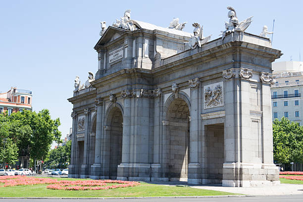 The Gate of Alcala Alcala gate was built in the 1774 in the middle of the independence square alcala de henares stock pictures, royalty-free photos & images