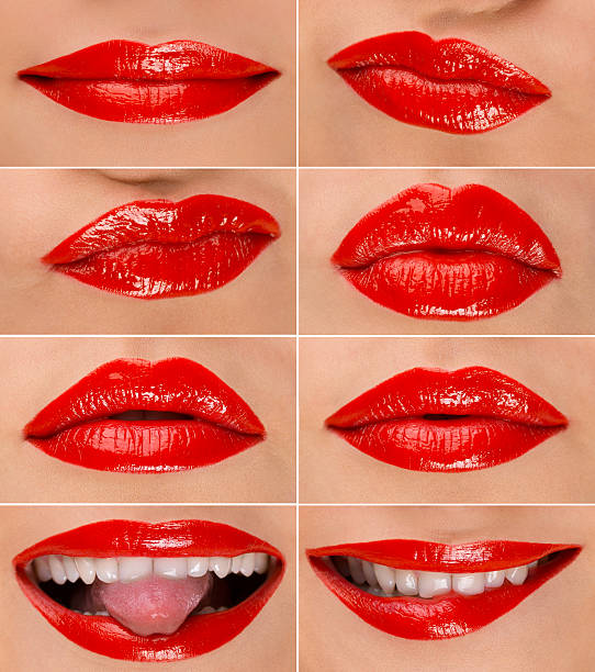 istock Photo collage of glossy red woman lips expression 484226218