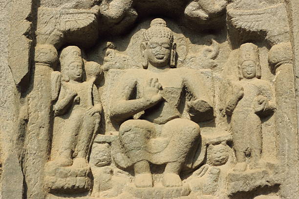 istock Ancient Buddha sculpture in Buddhist Karla caves in India 484226516