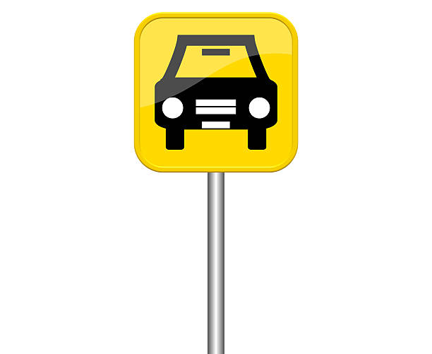 Isolated yellow sign with symbol showing car