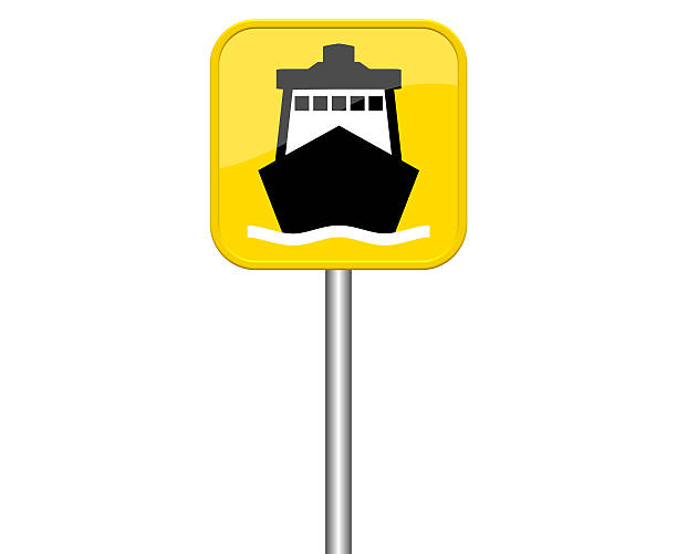 Isolated yellow sign with symbol showing ship