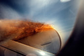 Airplane engine in fire