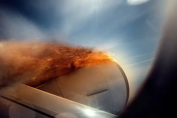 Photo of Airplane engine in fire