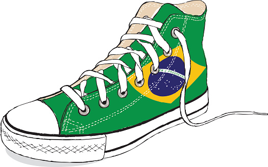The hand draw vector modern sport shoes with Brazil flag