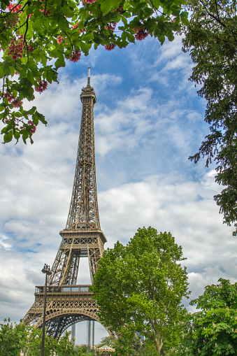 City view with Eiffel tower in Paris, France, Europe in summer