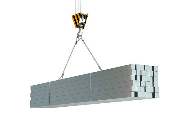 istock Crane hook and metal square rods 484252184
