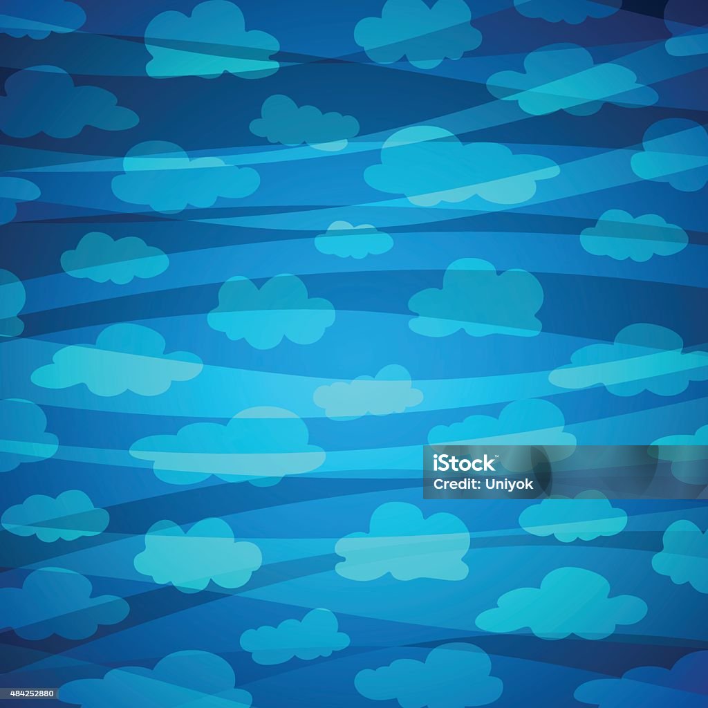 Cartoon Blue Pattern Backround Blue Background With A Pattern From Waves And Cartoon Clouds Stock ...