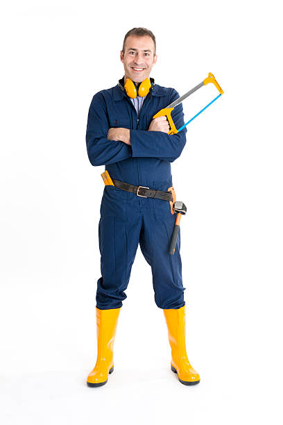 istock Portrait of an handsome Worker using a saw 484263481
