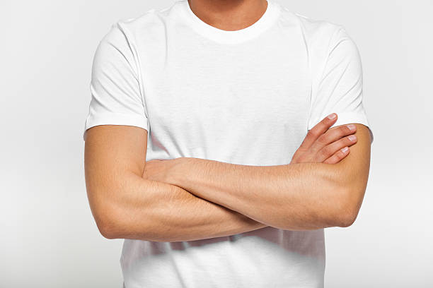 istock Man in blank t-shirt with folded arms 484263713