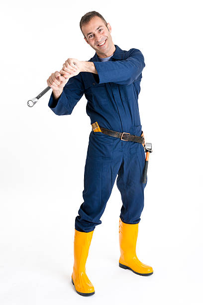 istock Portrait of an handsome Worker using a wrench 484264473