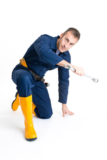 istock Portrait of an handsome Worker using a wrench 484264477
