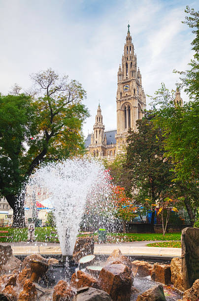 Fountain near Rathaus (Cityhall) in Vienna, Austria