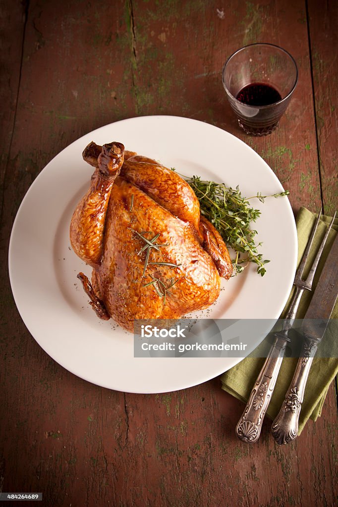 grilled turkey and vegetables for christmas and thanks giving day Baked Stock Photo