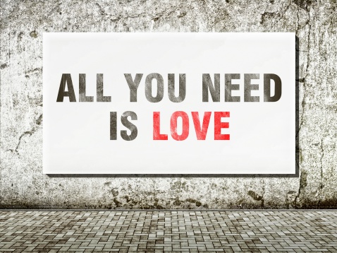 All you need is love, words on wall