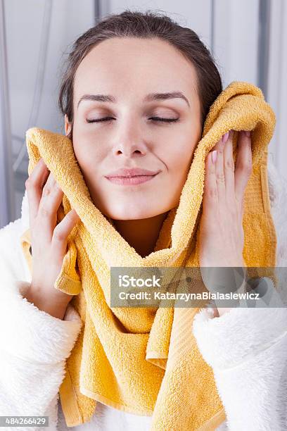 Enjoying The Softness Of A Towel Stock Photo - Download Image Now - Adult, Adults Only, Bathrobe