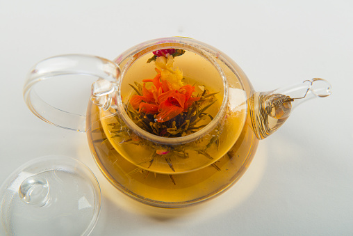 Isolated Tea Pot from glass on the table