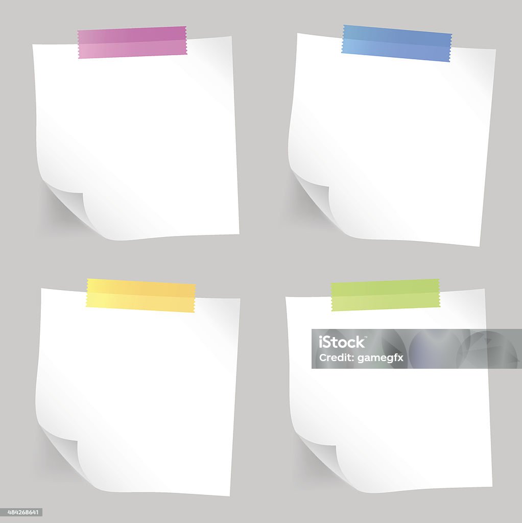 Note paper set Set of white sticky note papers for you. Adhesive Note stock vector