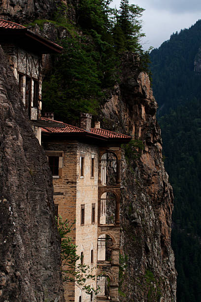 Sumela Monastery Fog, No People, Built Structure, Monastery, Forest, Mountain, Cliff, Outdoors, Nature, Architecture, Famous Place, Scenics, Greek Orthodox, Sumela Monastery sumela monastery stock pictures, royalty-free photos & images