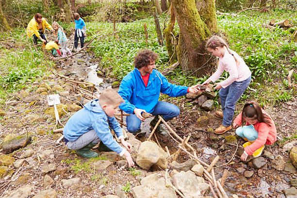 istock Children And Adults Carrying Out Conservation Work On Stream 484270508