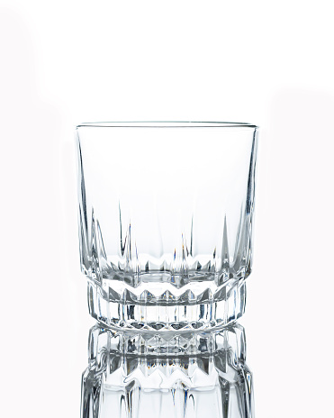 Empty glass on white