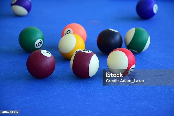 Blue Pool Table Stock Photo - Download Image Now - 2015, Adult, After Work