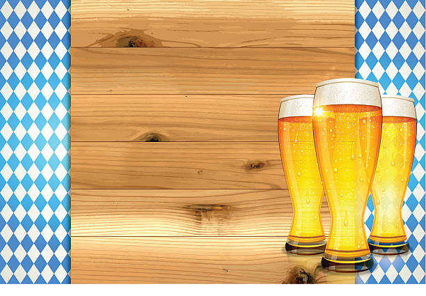 illustrazioni stock, clip art, cartoni animati e icone di tendenza di sfondo [ oktoberfest bavarese con bandiera e birra ] e bordo - beer backgrounds nobody bright