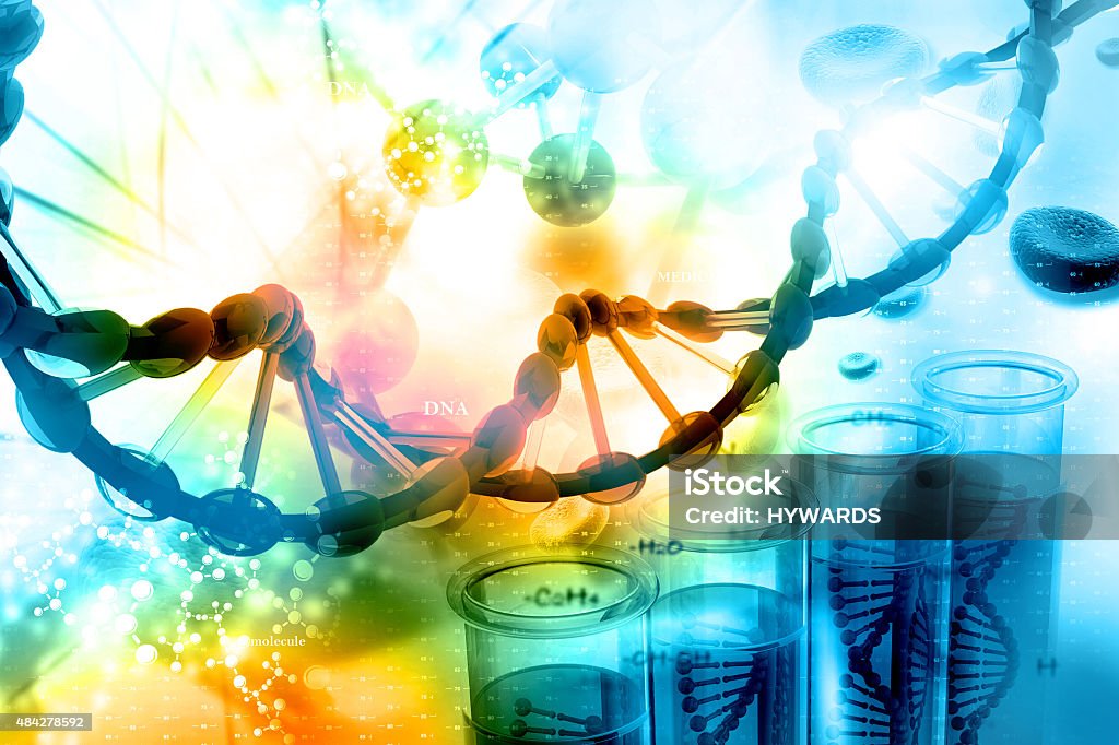 DNA with scientific background Digital illustration of DNA with scientific background DNA Stock Photo