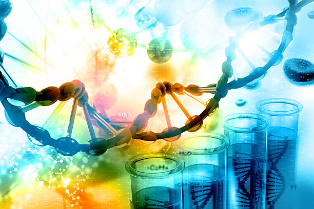 DNA with scientific background stock photo