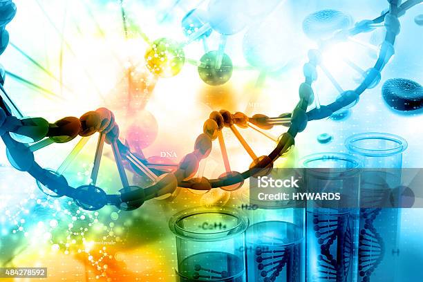 Dna With Scientific Background Stock Photo - Download Image Now - DNA, Test Tube, Genetic Research