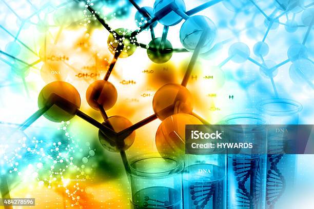 Molecules On Scientific Background Stock Photo - Download Image Now - Science, Biochemistry, Education