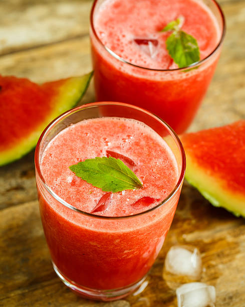 istock Watermelon juice on a wooden table 484279746