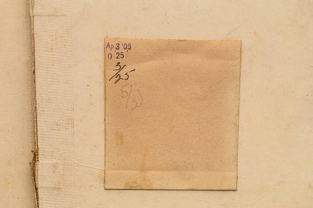 istock Antique Library card pocket and marks 484279836
