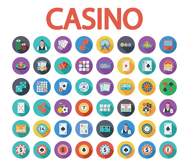 illustrazioni stock, clip art, cartoni animati e icone di tendenza di icona di casino - cards poker gambling chip dice