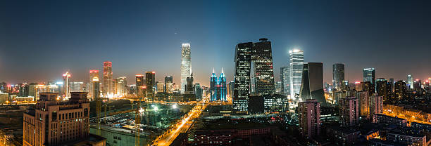 istock Panoramic view of Beijing CBD skyline at night 484288104