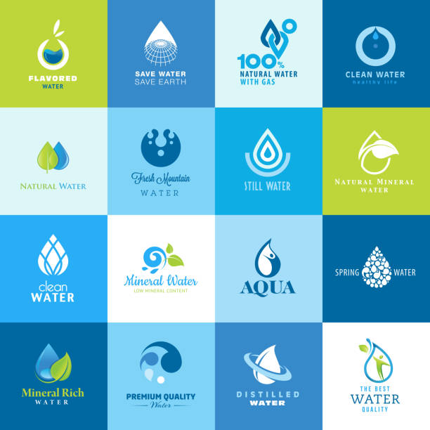 icon-set für verschiedene robben von genehmigungen von wasser - destilliertes wasser stock-grafiken, -clipart, -cartoons und -symbole