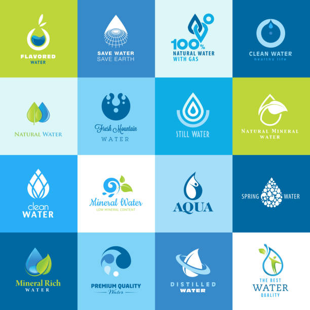 ilustraciones, imágenes clip art, dibujos animados e iconos de stock de conjunto de iconos diferentes para juntas de autorizaciones de agua - distilled water