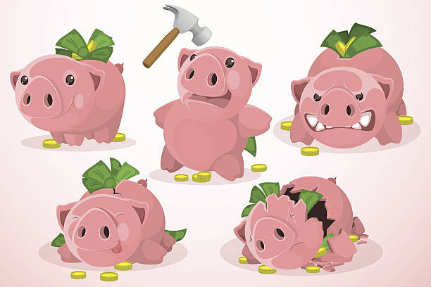 468 Cartoon Of Broken Piggy Bank Illustrations & Clip Art - iStock