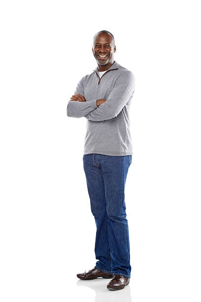 istock Confident mature african man smiling on white 484291489