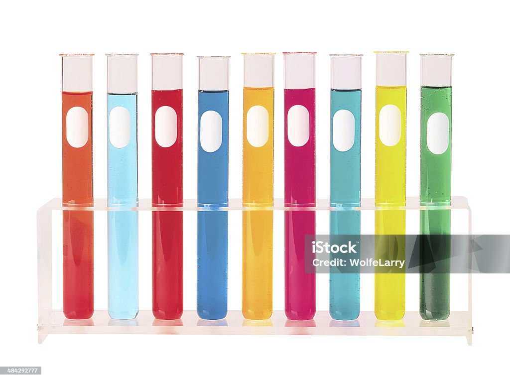 Test tubes closeup isolated over white background Backgrounds Stock Photo