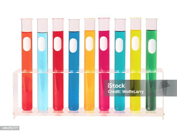 Test Tubes Closeup Isolated Over White Background Stock Photo - Download Image Now - Backgrounds, Beaker, Biochemistry