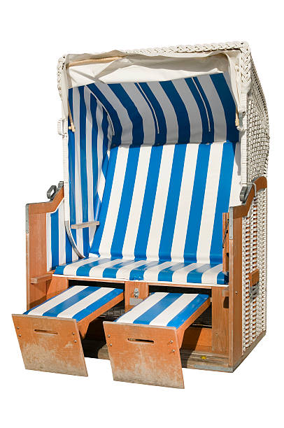 beach chair with two footstools stock photo