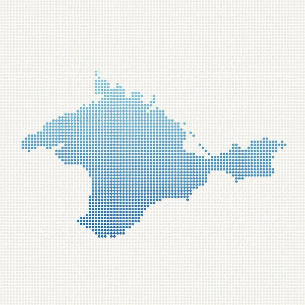 Vector illustration of Crimea Map Blue Dot Pattern