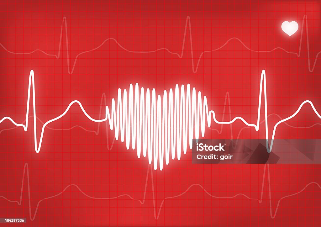 EKG Electrocardiogram forming a heart on a computer screen Electrocardiography Stock Photo