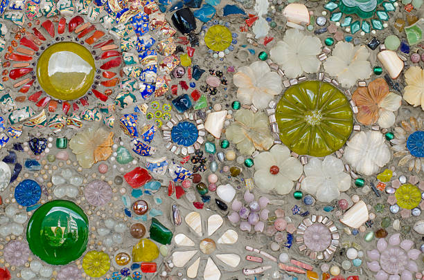 istock Wall Background Decorated with Thai Porcelain 484298540