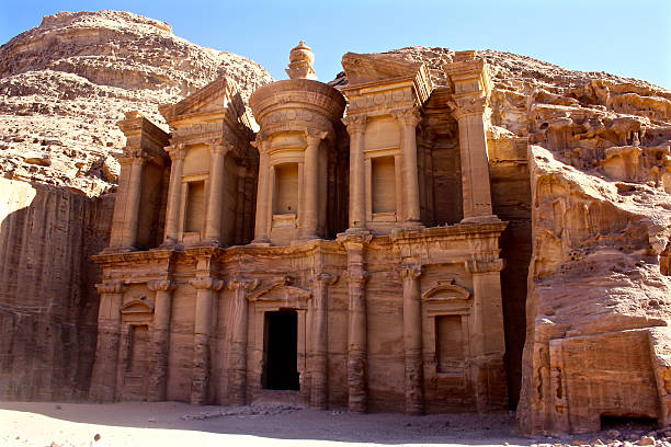 The Monastery at the Ancient City of Petra, Jordan stock photo