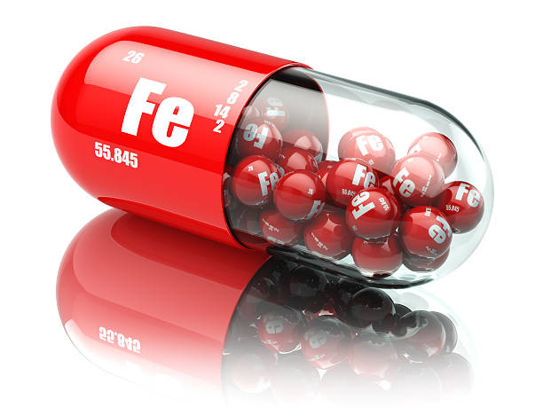 istock Pills with iron FE element Dietary supplements. Vitamin capsules 484302300