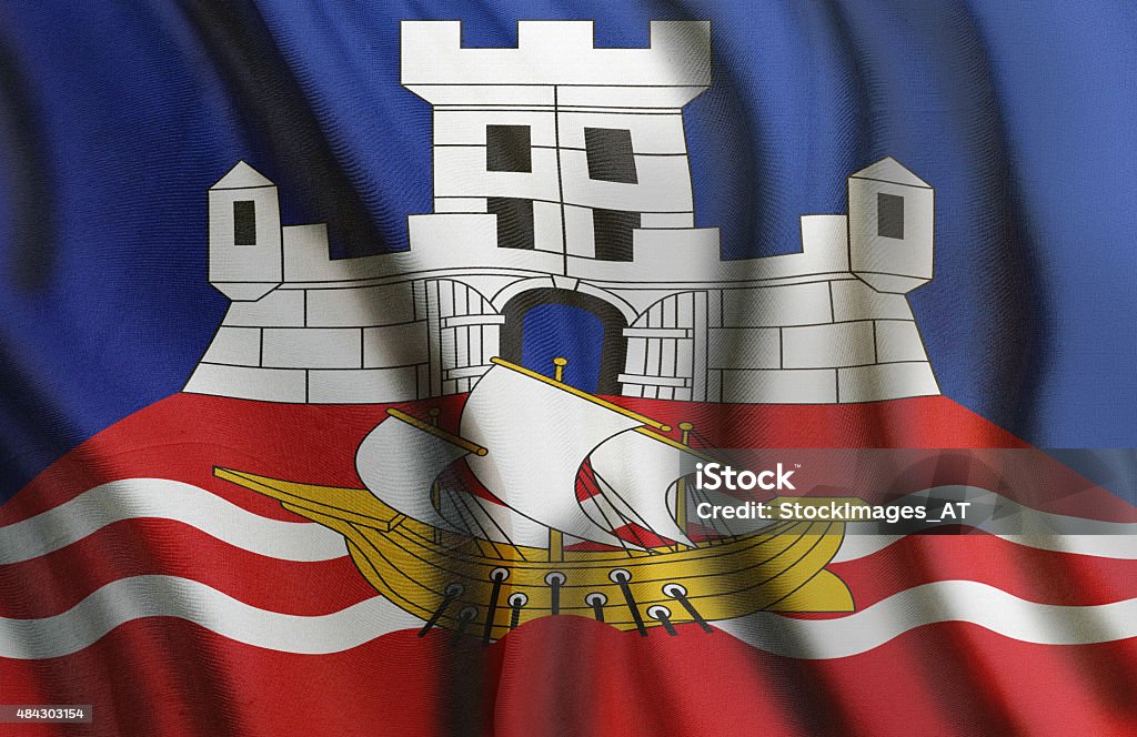 City Flag of Belgrad in Serbia Digitally created image of a waving city flag. 2015 Stock Photo