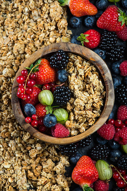 istock Crunchy granola nad fresh berries, diet concept 484309892